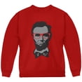 thumbnail image 1 of Abraham Lincoln Hipster Geek Glasses Youth Sweatshirt Red YXL, 1 of 1