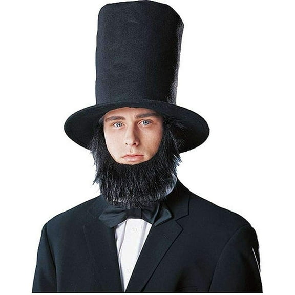 Abraham Lincoln Men's Costume Hat with Beard - Black