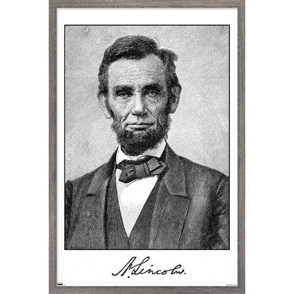 Abraham Lincoln - Photograph Wall Poster, 14.725" x 22.375" Framed