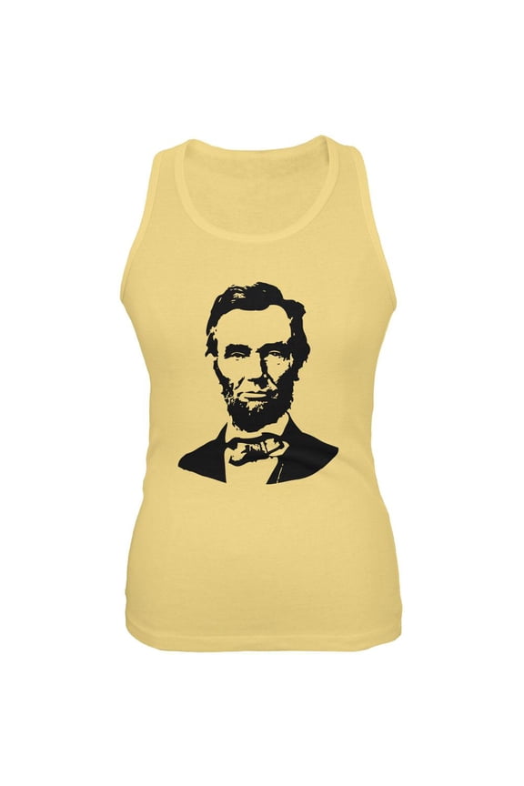 Abraham Lincoln Silhouette Juniors Soft Tank Top Yellow LG