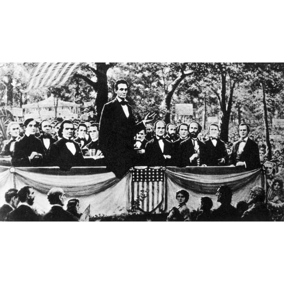 Abraham Lincoln Speaking During One Of The Lincoln-Douglass Debates History (24 x 18)
