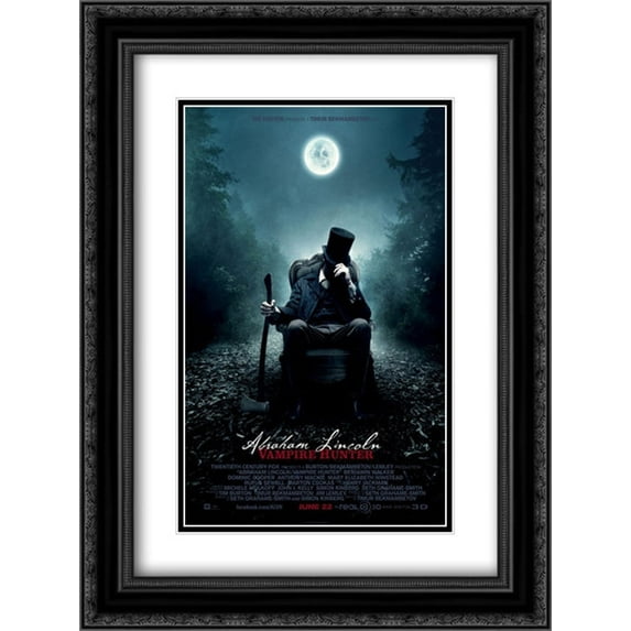 Abraham Lincoln: Vampire Hunter 18x24 Black Ornate Wood Framed Movie Poster with Double Matting