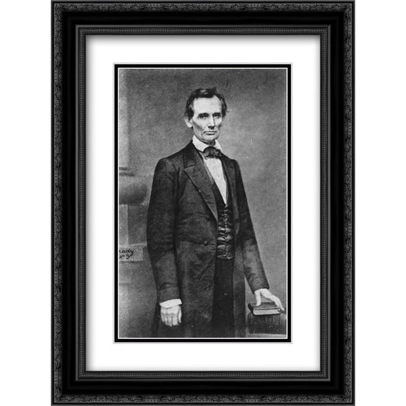 Abraham Lincoln, candidate for U.S. president, three-quarter length portrait, before delivering his Cooper Union address in New York City 16x24 Double Matted Black Ornate Framed Art Print