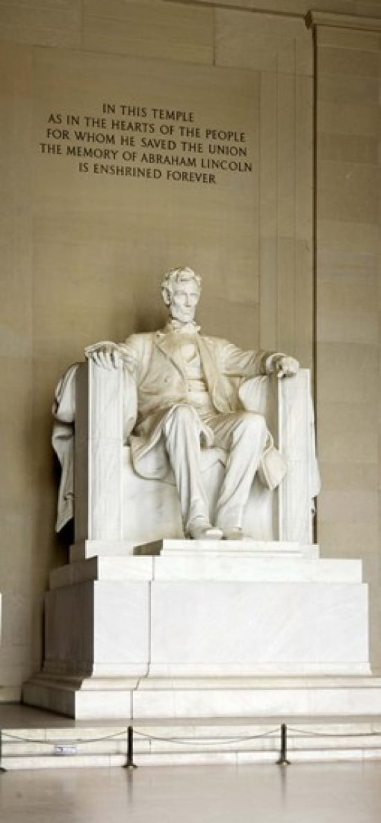 Abraham Lincolns Statue in a memorial Lincoln Memorial Washington DC USA Canvas Art - Panoramic Images (24 x 12)