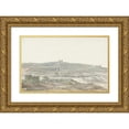 thumbnail image 1 of Abraham-Louis-Rodolphe Ducros 18x13 Gold Ornate Wood Frame and Double Matted Museum Art Print Titled - View of Vedala Palace of the Grandmaster, Located in the Boschetto in Malta (1778), 1 of 4