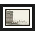thumbnail image 1 of Abraham-Louis-Rodolphe Ducros 24x17 Black Ornate Framed Double Matted Museum Art Print Titled: Mossel Fishermen on Mare Piccolo at the Fortifications of Tarente (1778), 1 of 5
