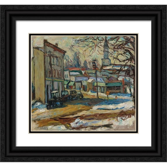 Abraham Manievich 13x12 Black Ornate Wood Framed Double Matted Museum Art Print Titled: Bridgeport