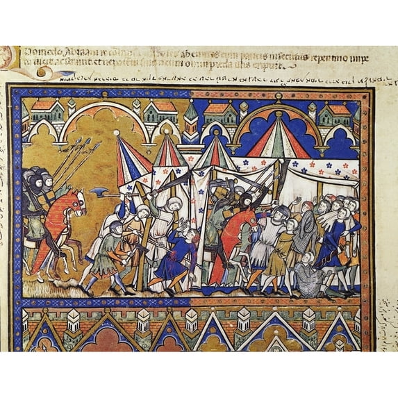 Abraham Rescues Lot. Nabraham And His Companions Rescue Lot. French Manuscript Illumination C1250.