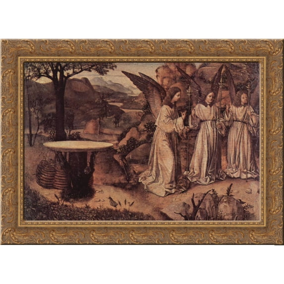 Abraham Served by Three Angels 24x20 Gold Ornate Wood Framed Canvas Art by Messina, Antonello da