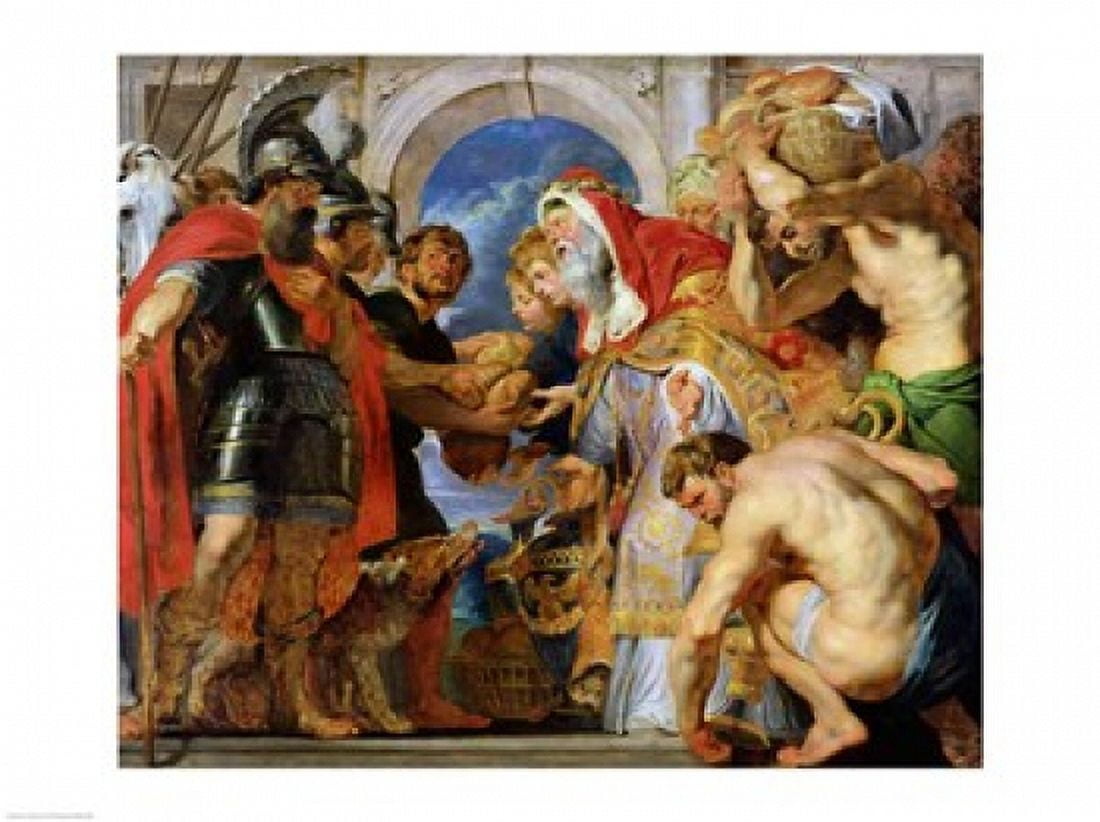 Abraham and Melchizedek Canvas Art - Peter Paul Rubens (24 x 18)