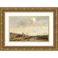 thumbnail image 1 of Abraham de Verwer 18x12 Gold Ornate Wood Frame and Double Matted Museum Art Print Titled - The Grande Galerie Du Louvre, with the New Door and the Wood Tower (1640), 1 of 4