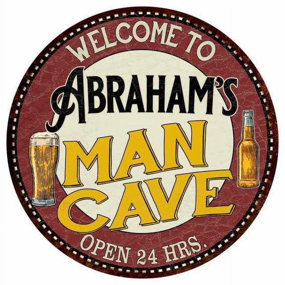 Abraham's Man Cave 14" Round Metal Sign Kitchen Bar Wall Décor 100140035368