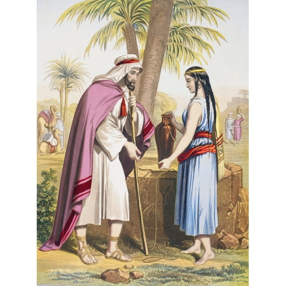 Abraham's Servant Eliezer And Rebekah At The Well. From The Holy Bible Published