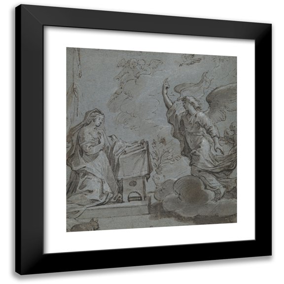 Abraham van Diepenbeeck 12x13 Black Modern Framed Museum Art Print Titled - Annuciation (17th&nbsp;Century)
