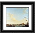 thumbnail image 1 of Abraham van Strij 2x Matted 24x20 Black Ornate Framed Art Print 'Merriment on frozen river', 1 of 2