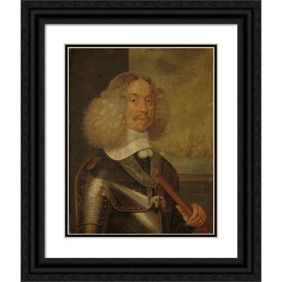 Abraham van Westerveld 12x14 Black Ornate Wood Framed Double Matted Museum Art Print Titled: Portrait of Jacob Baron Van Wassenaer, Lord of Obdam, Lieutenant-Admiral of Holland and West-Frie