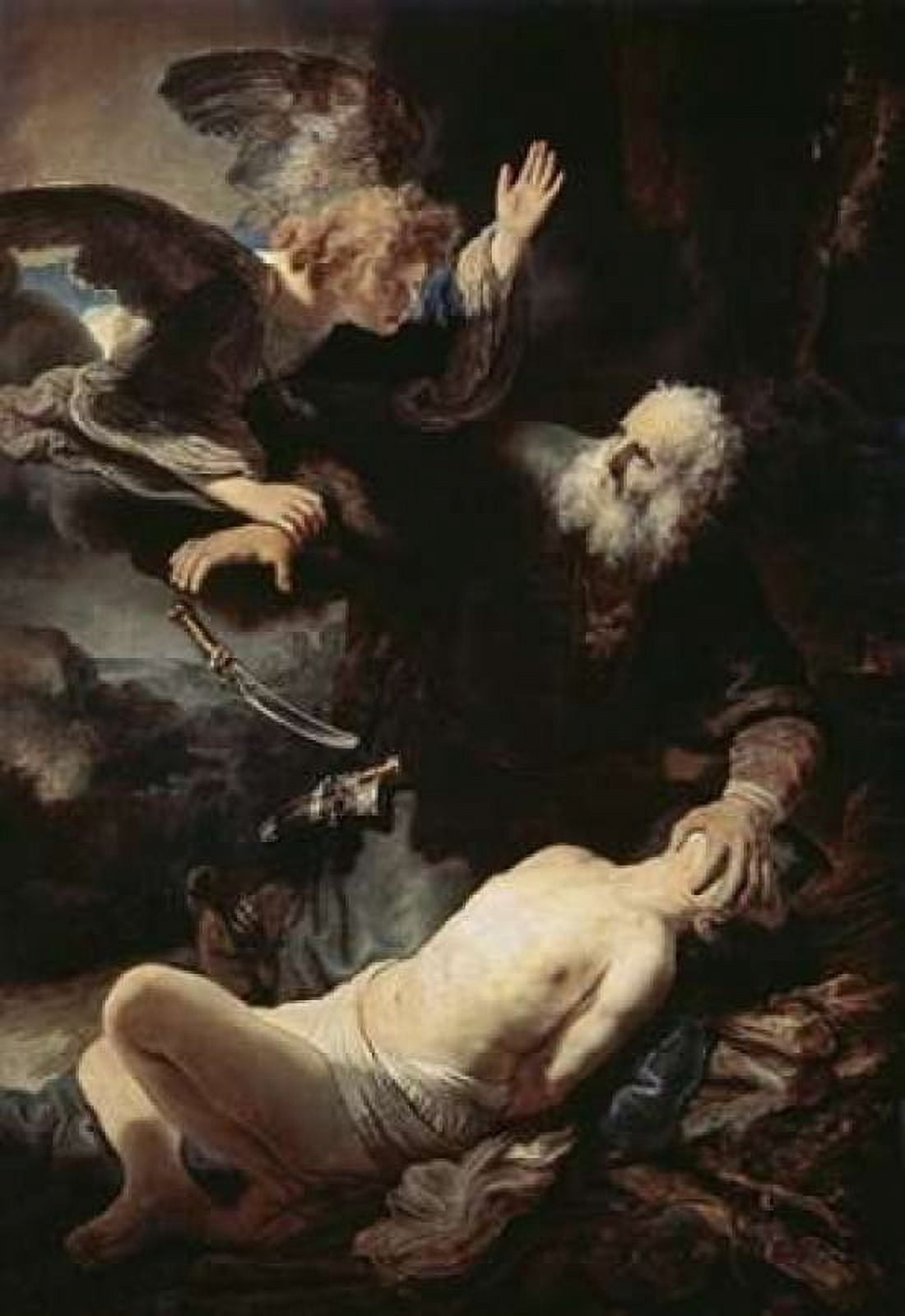 Abrahams Sacrifice Canvas Art - Rembrandt Van Rijn (20 x 28)