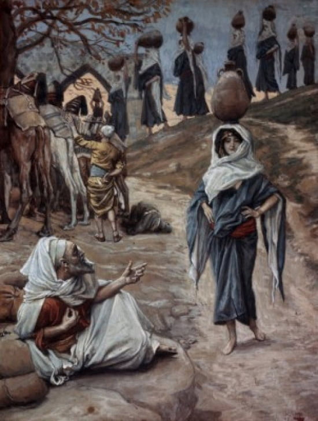 Abrahams Servant Meets Rebecca James Tissot (1836-1902 French) Jewish Museum New York Canvas Art - James Tissot (24 x 36)