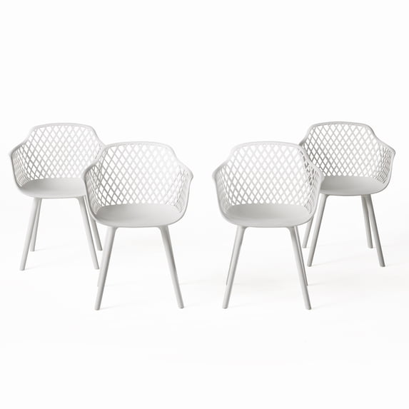 Abram Outdoor Modern Dining Chair, Set of 4, White