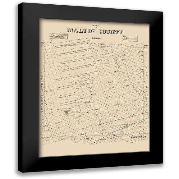 Abrams 12x14 Black Modern Framed Museum Art Print Titled - Martin County Texas - Abrams 1894