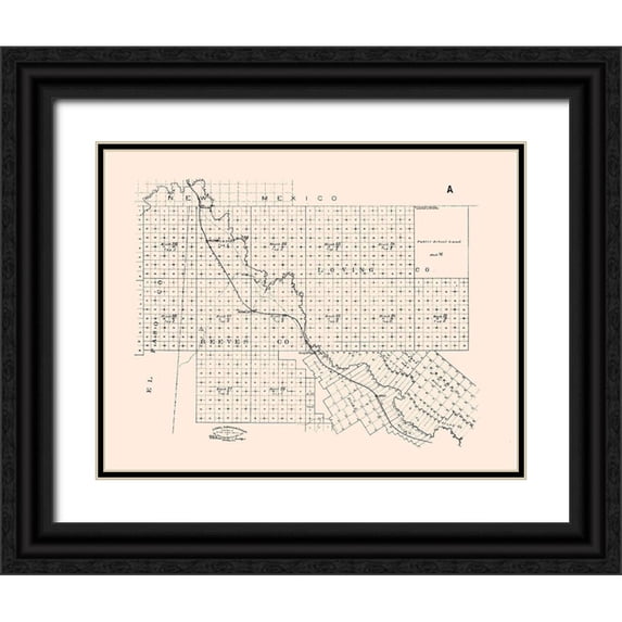 Abrams 14x12 Black Ornate Wood Framed with Double Matting Museum Art Print Titled - El Paso County Texas - Abrams 1893