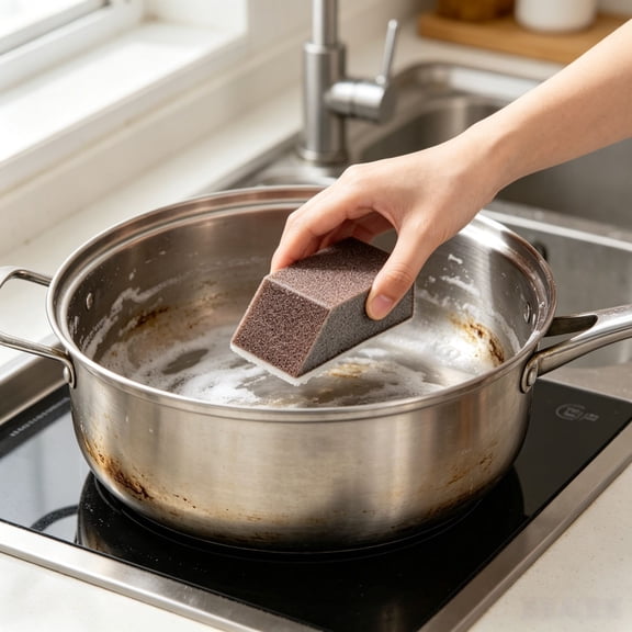 Abrasive Cleaning Sponge,Thickened Abrasive Body With Angular Tip Design,Multipurpose Household Scouring Tool for Rust Limescale Stubborn Grime Removal On Metal Ceramic Outdoor Surfaces