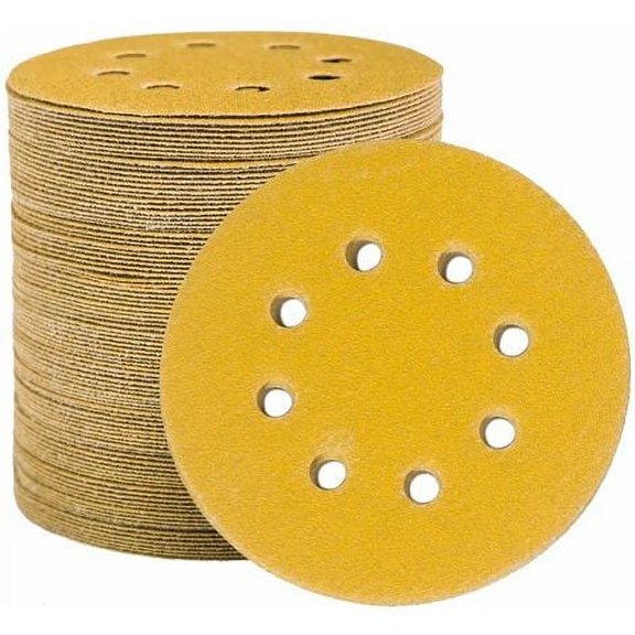 Abrasive Paper Sanding Discs 125mm, 100 Abrasive Paper Sanding Discs Sanding pads round 8 holes 120 grain for sanding polishing rust removal