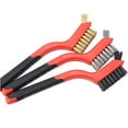 thumbnail image 1 of Abrasive Polishing tools 3pcs Wire Brush Set Stainless Steel Copper Wire with Curved Handle Grip Polishing Rust Cleaning Brush Wire Cleaning Tools - Red (Color : Red), 1 of 1