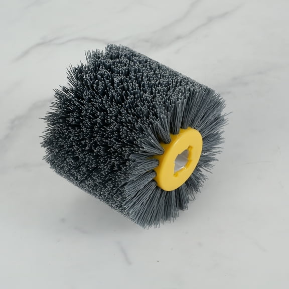 Abrasive Wire Drawing Wheel 80/120/320 Grit Durable Wood Drum Burnishing Brush Wear-Resistant Wheel Drum Polishing Brush Surface Sanding Nylon Wire Drum Brush for Wood Deburring