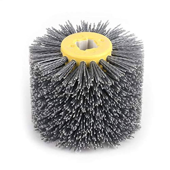 Abrasive wire brush Abrasive wire drum wheel polishing brush for rust removal and deburring (yellow gray) (1pcs)