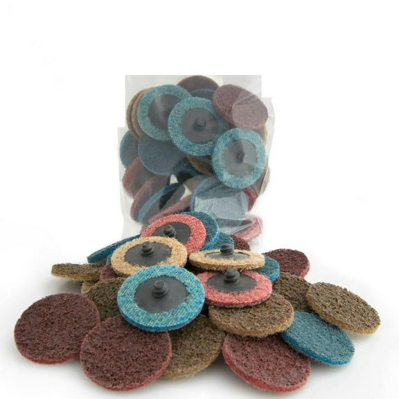 Abrasives 3" Nylon Surface Conditioning Quick Change Sanding Discs with R-Type Backing Medium Mix Bag Grit - 25 Pack (Mix Bag)