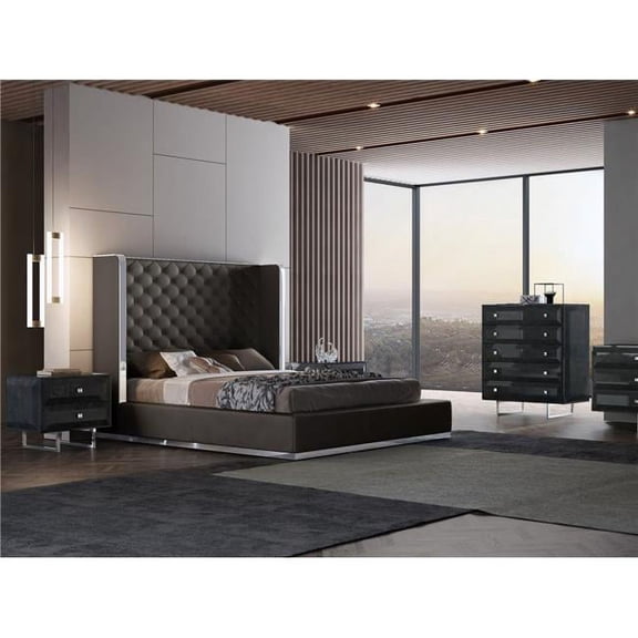 Abrazo Queen Size Bed, Dark Gray - 61 x 76 x 91 in.