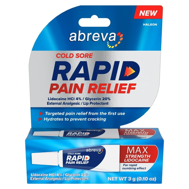 Abreva Cold Sore Rapid Pain Relief, 3g