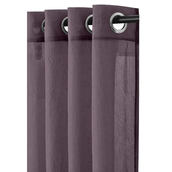 Abri Grommet Crushed Sheer Curtain Panel (Single) - 50 x 108" - Eggplant