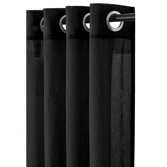 Abri Grommet Crushed Sheer Curtain Panel (Single) - 50 x 63" - Black