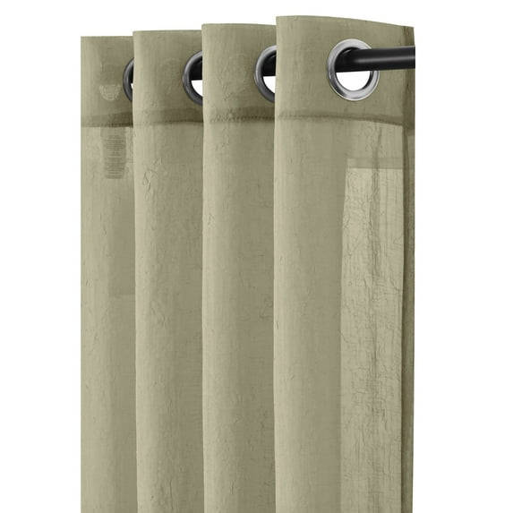 Abri Grommet Crushed Sheer Curtain Panel (Single) - 50 x 63" - Spring Green