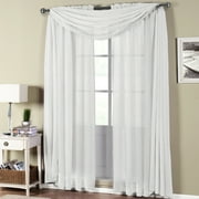 ROYAL TRADITION Abri Rod Pocket Crushed Sheer Curtain Panels ( Panels & Scarfs Sold Individually )- 50x108 - White