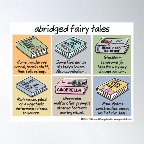 Abridged Fairy Tales Poster Wall Art, Modern Wall Decor For Living Room Bedroom, 12x18 UNFRAMED