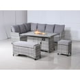 thumbnail image 1 of Abrihome New 5-Piece Wicker Outdoor Conversational Sofa Set with Fire Pit Table and Ottoman ,Gray, 1 of 8