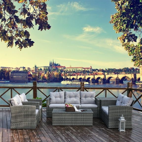 Abrihome Popular Patio Wicker Sectional Sofa with Storage Box, 6 Pieces