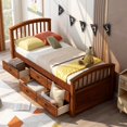 thumbnail image 1 of Abrihome Twin Size Platform Storage Bed Solid Wood Bed with 6 Drawers,Walnut, 1 of 4