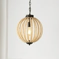 thumbnail image 1 of JONATHAN Y Abril 12.5" 1-Light Rustic Bohemian Iron/Wood Bead LED Pendant, Oil Rubbed Bronze/Brown, 1 of 11