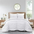thumbnail image 1 of Abril Ruched 3pcs Full/Queen Comforter Set, White, 1 of 1