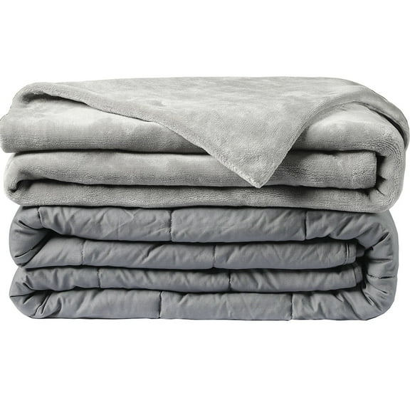 Abripedic Weighted Blankets (48"W x 72"L/ 15LB) Breathable Cotton W/Removable Velvet Cover