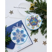 Wizardi Bead Embroidery Decoration - Small Snowflake. Colorful Beads, Beading Needles. DIY Kit. Embroidery for Beginners. Home Decor. ABT-015 Abris Art