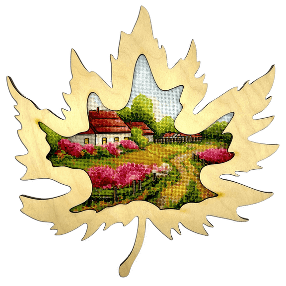 Wizardi Cross-Stitch kit - Spring Motive. Beginner Embroidery Kit for Adults. Cross-Stitch Supplies. Needle, Canvas, Scheme, Floss and Floss Organizer Kit. AH-164 Abris Art