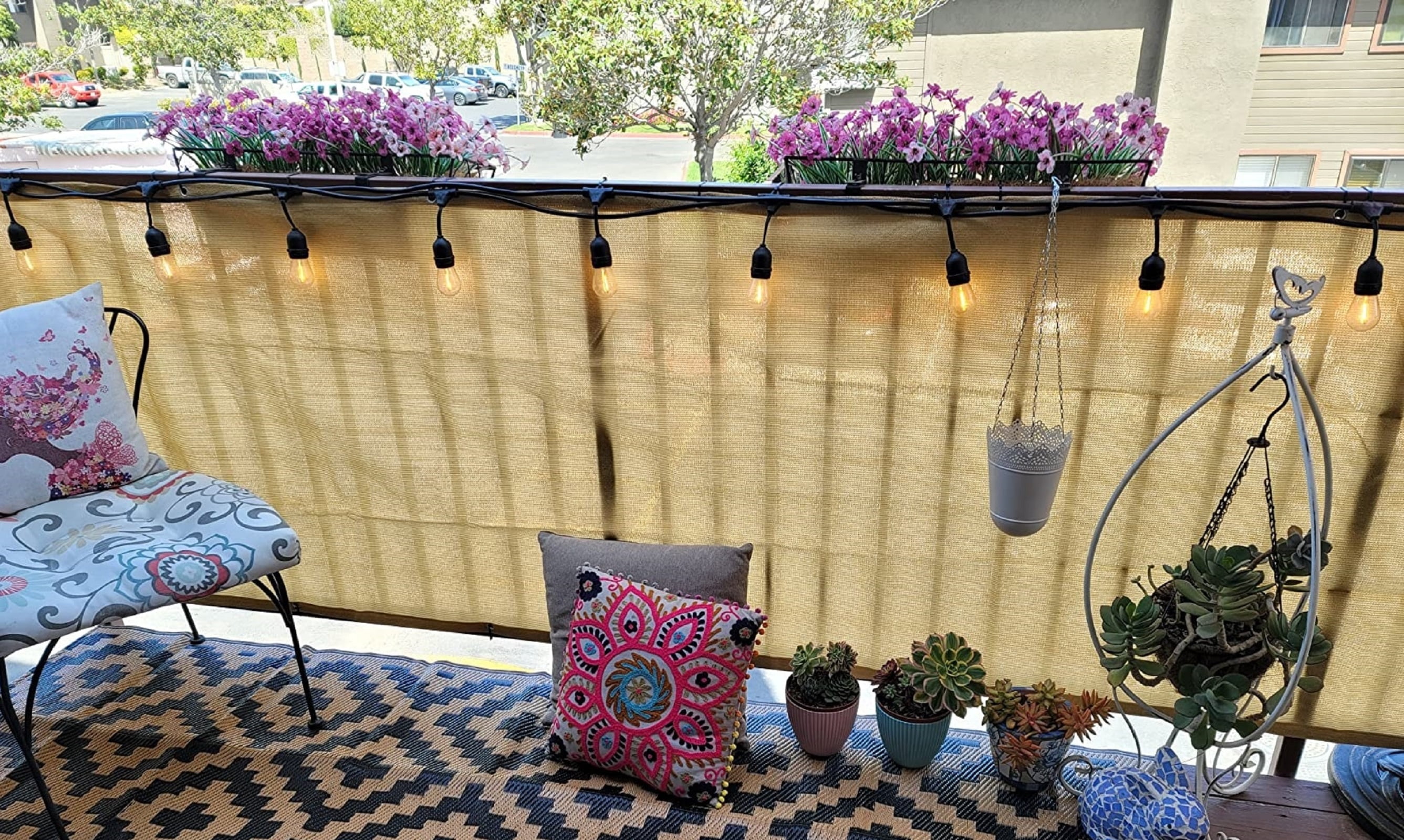 Abrotain Balcony Privacy Screen Cover 3'3"x9'9" Fence Covering Privacy Shade Cloth Outdoor Patio Porch Screen Mesh Apartments Railing Cover Wind Block for Patio Backyard Deck Porch Railing