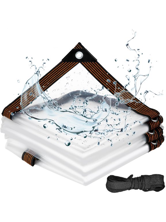 Clear Tarps Waterproof Plastic Sheeting Cover Film 6 mil Thick Tarpaulin Window Insulation for Winter Wind Rain and Snow for Greenhouse Patio Deck Porch Chicken Coop
