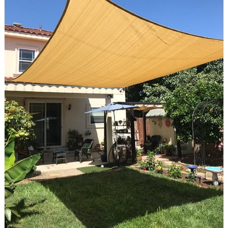 Abrotain Sun Shade Sail Outdoor Shade Cloth Beige 6'6"x9'9" Patio Privacy Screen Fabric Shade Canopy Sunshade UV Block for Patio Pergola Backyard Lawn Garden Outdoor Activities
