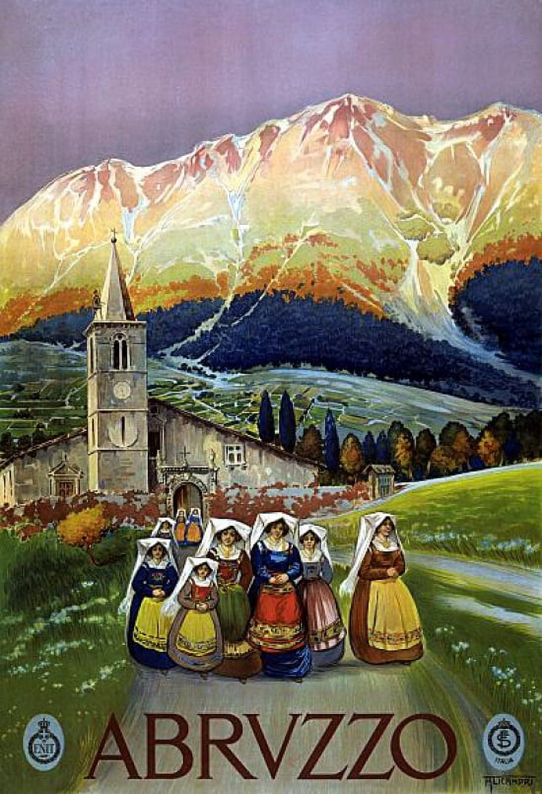 Abruzzo Italy Vintage Travel Canvas Art - (36 x 54)